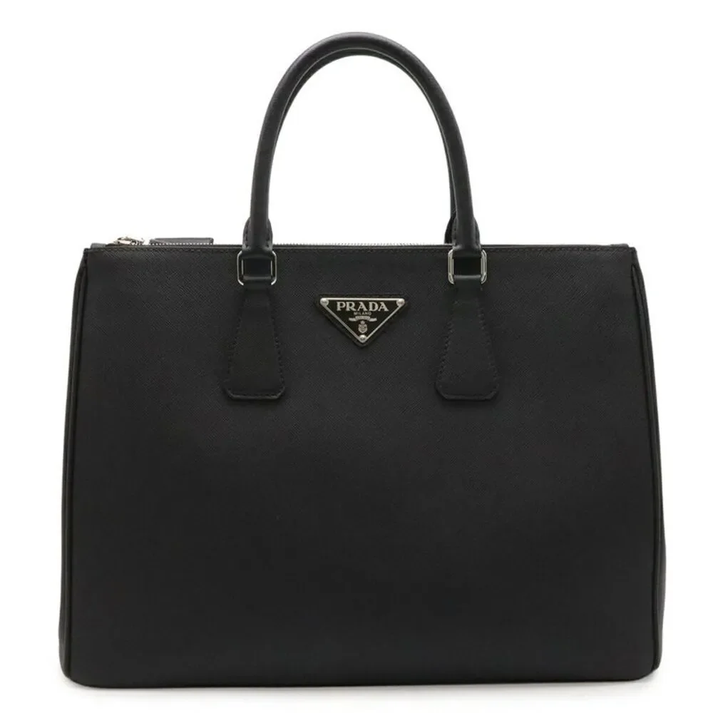 Prada Leather Triangle Logo Briefcase